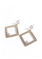 AROS STRASS FORMA ROMBO CON DETALLE PIEDRAS