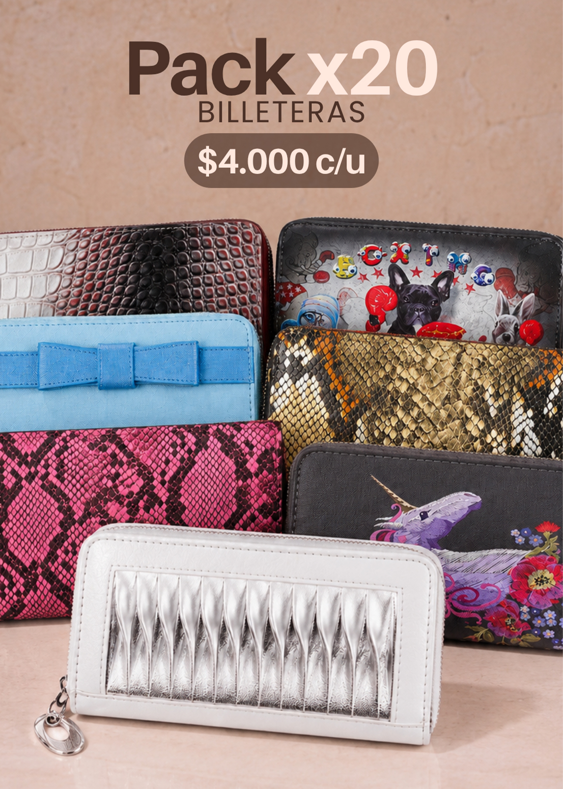 pack BILLE PACK x20 BILLETERAS ($4.000 c/u) - Imagen 1