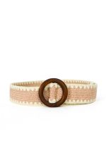 CINTO RAFIA ELASTIZADO HEBILLA CIRCULAR MADERA - Imagen 3