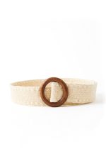 CINTO RAFIA ELASTIZADO HEBILLA CIRCULAR MADERA - Imagen 2
