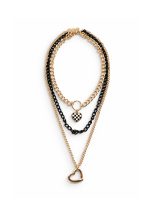 COLLAR MULTICADENAS DIJE CORAZON AJEDREZ - Imagen 2