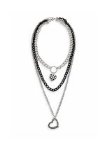 COLLAR MULTICADENAS DIJE CORAZON AJEDREZ